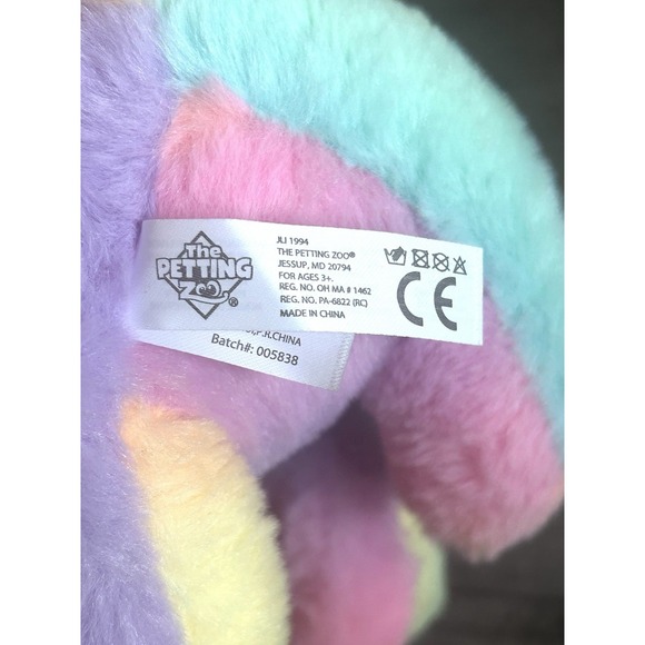 The Petting Zoo Elephant Plush Stuffed Animal Rainbow Tie Dye New - Picture 10 of 11